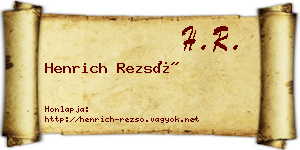 Henrich Rezső névjegykártya